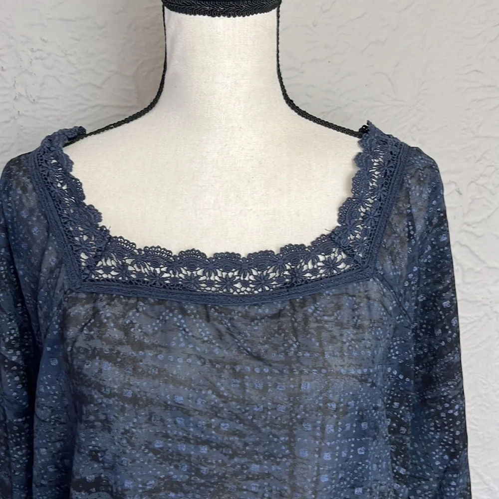 Maurices Sheer Square Neck 3/4 Sleeve Blouse